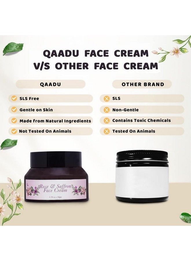 QAADU Rose & Saffron Face Cream For Fine Lines Wrinkles And Patchy Complexion ; Essential Oils Helps Reduce Black & White Heads Suitable For All Skin Type ; 50G.  - Image 4