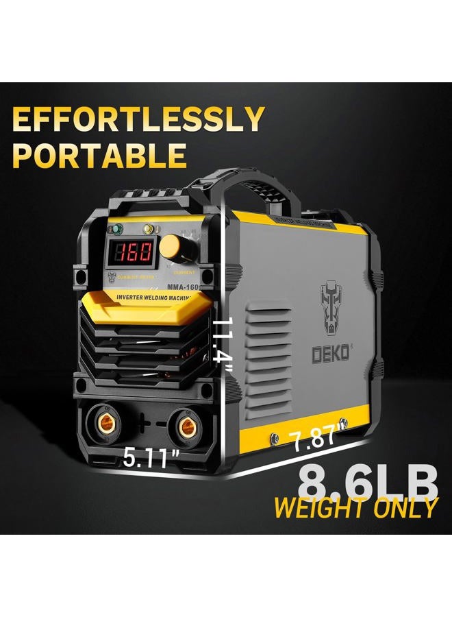 DEKOPRO 110/220V MMA Welder,160A ARC Welder Machine IGBT Digital Display LCD Hot Start Welder with Electrode Holder,Work Clamp, Input Power Adapter Cable and Brush - Image 3