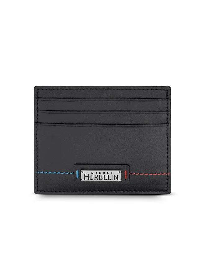 MICHEL HERBELIN Bi-Napa Leather Black Card Case for Men's