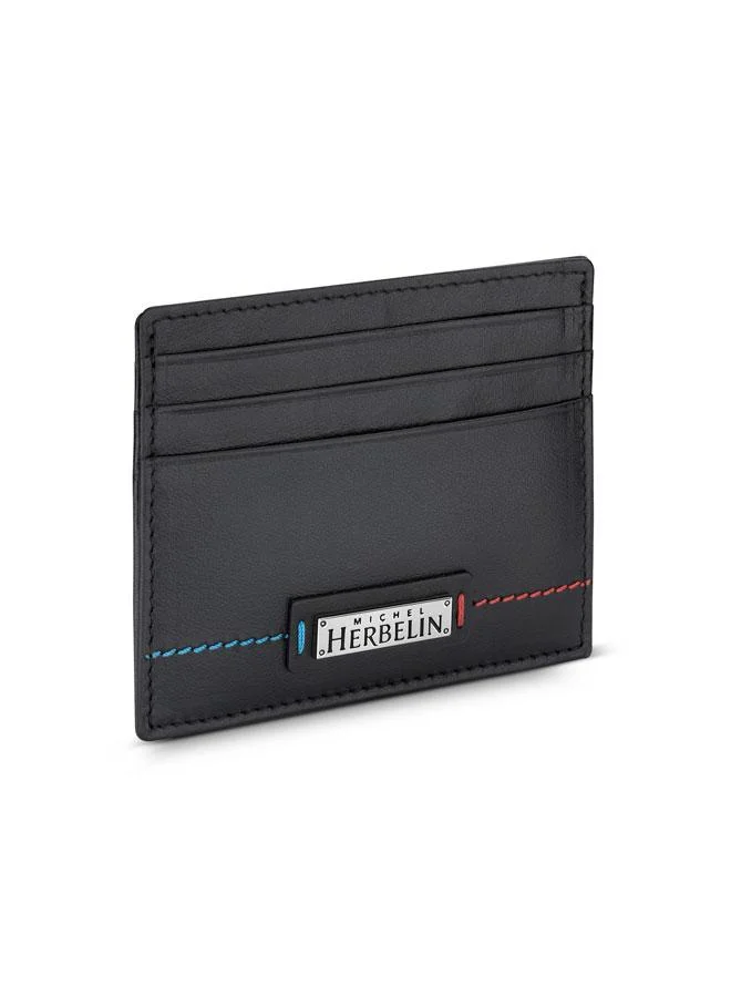 MICHEL HERBELIN Bi-Napa Leather Black Card Case for Men's