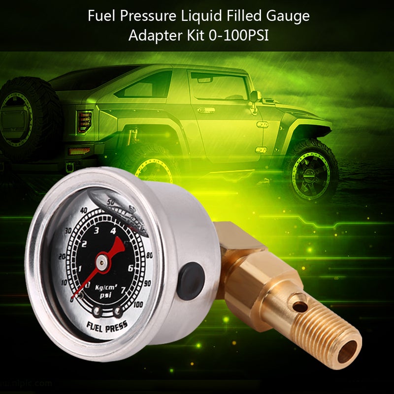 Liquid Filled Fuel Pressure Gauge - Black, High Accuracy & Reliable Long Life, Turbo Engine Gauge for High Performance Automotive Fuel System Tuning - Image 2