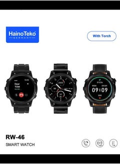 Haino Teko Smart Watch RW46 Round Screen Super Size AMOLED Display With Torch Built-in and 3 Pair Straps and Wireless Charger For Gents and Boys  - Image 1