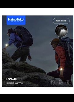 Haino Teko Smart Watch RW46 Round Screen Super Size AMOLED Display With Torch Built-in and 3 Pair Straps and Wireless Charger For Gents and Boys  - Image 3