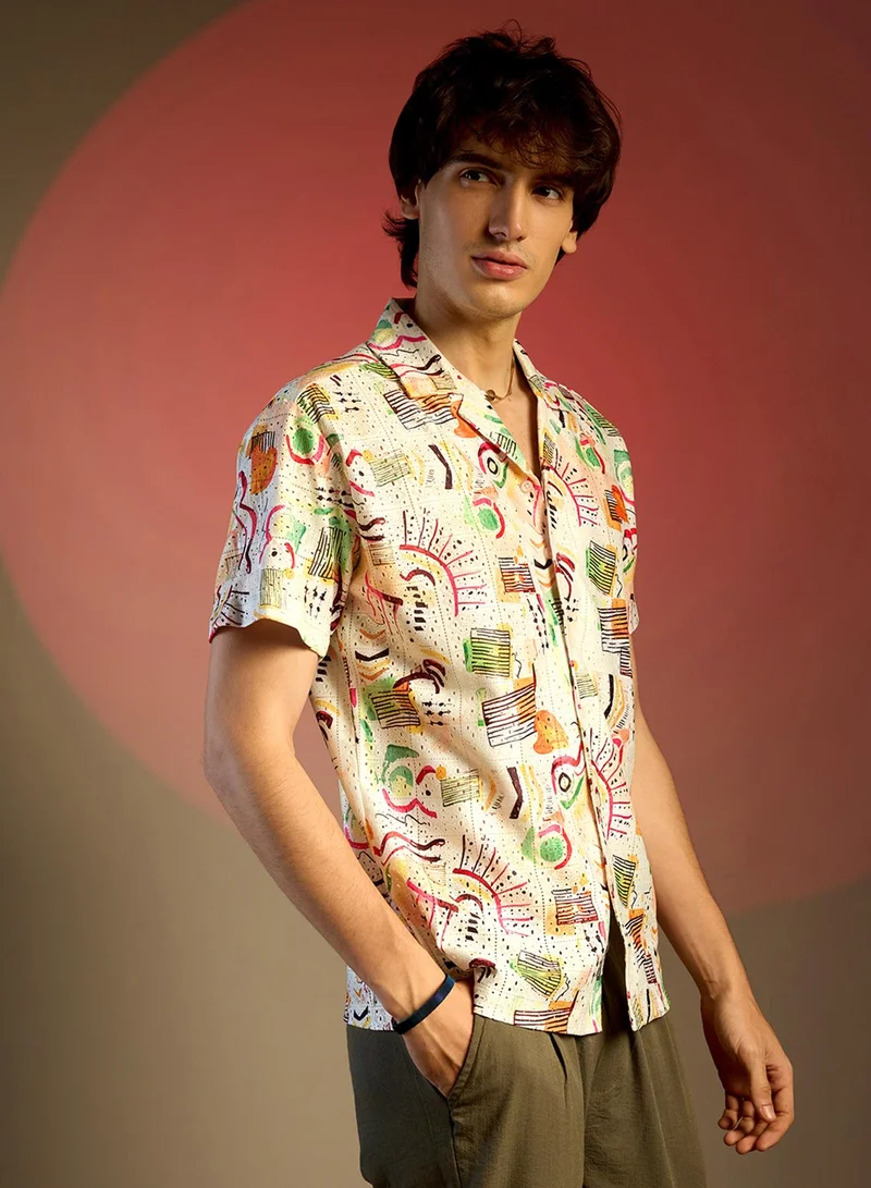 كامبوس سوترا Men's Multicolour Mesh Graphic Shirt