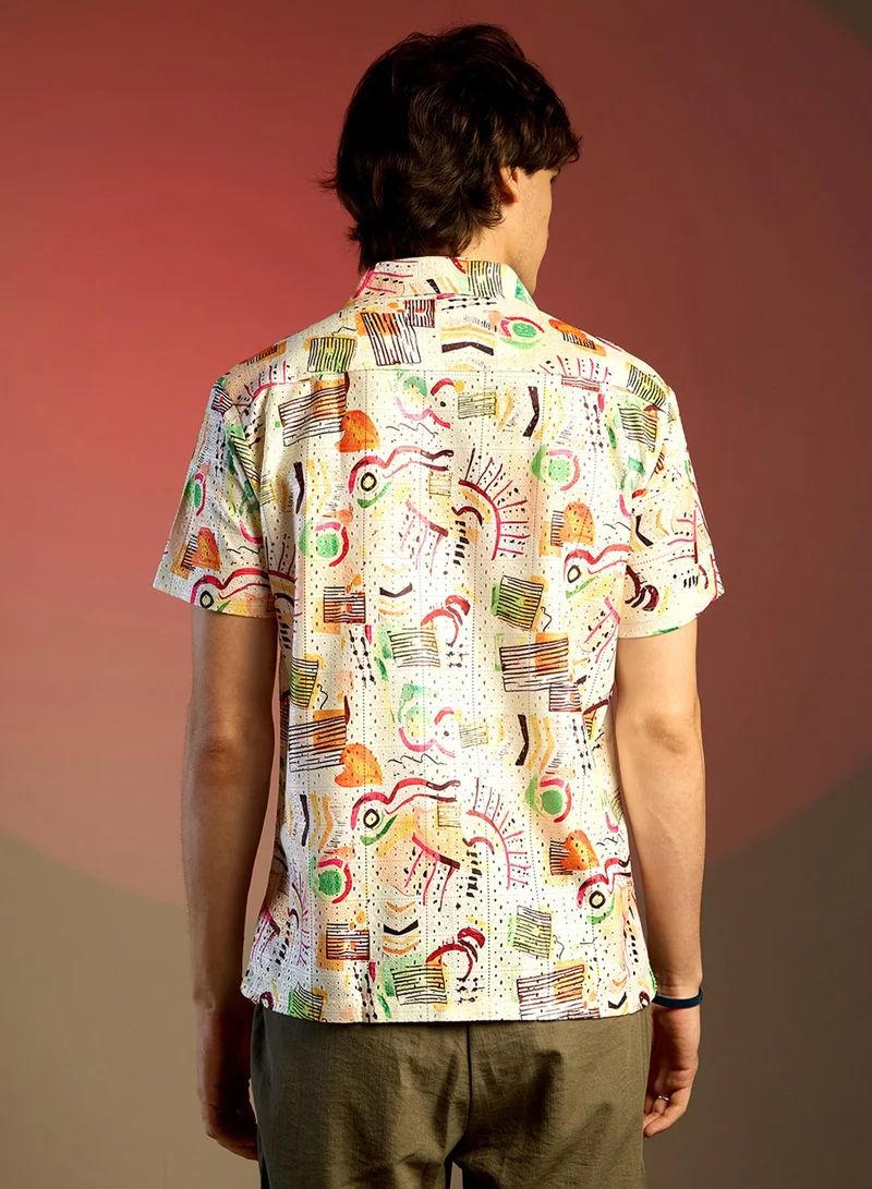 كامبوس سوترا Men's Multicolour Mesh Graphic Shirt