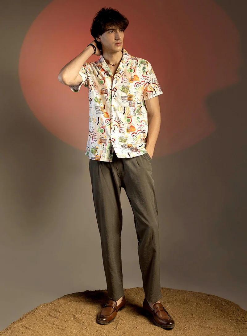 كامبوس سوترا Men's Multicolour Mesh Graphic Shirt