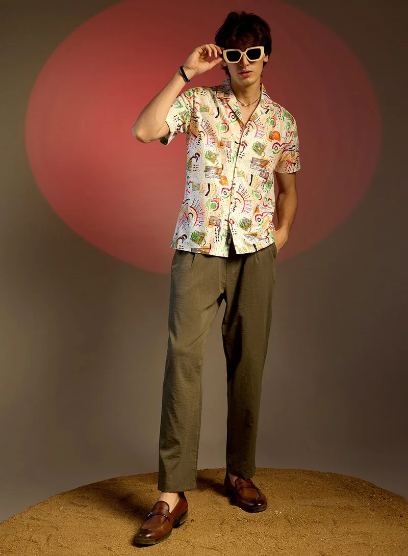 كامبوس سوترا Men's Multicolour Mesh Graphic Shirt
