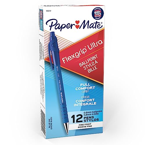 Paper Mate 9560131 Flexgrip Ultra Retractable Ballpoint Pens, Fine Point, Blue Ink, 12-Pack - Image 1