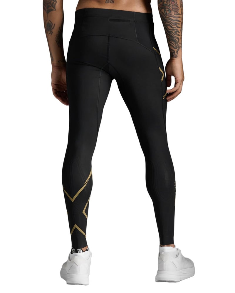 2XU Mens Light Speed Compression Tights Small Black/Gold Reflective - Image 4