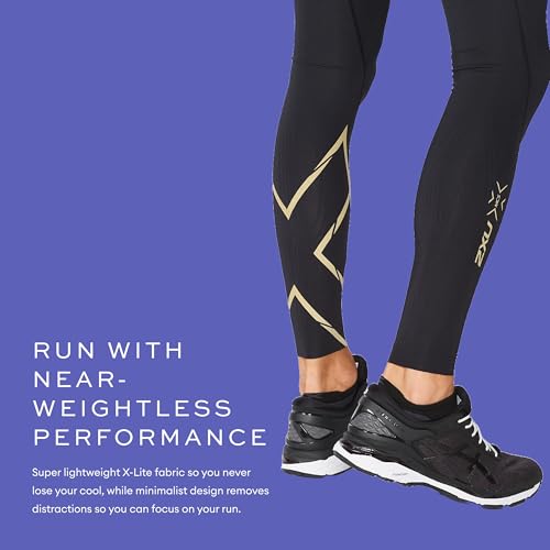 2XU Mens Light Speed Compression Tights Small Black/Gold Reflective - Image 5