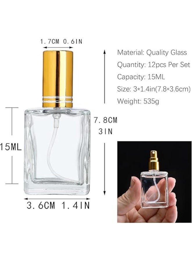 ChicAbode 12pcs Clear Perfume Spray Bottles 15ml Glass Fine Mist Sprayer Empty Spray Bottles Refillable Container Perfume Atomizer for Cleaning, Essential Oil, Liquid - Image 2