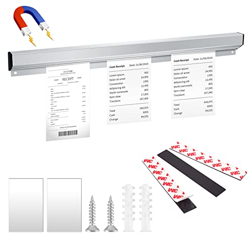 DLUGOPIS Ticket Rack Magnetic Restaurant Order Holder Slide Check Rack Kitchen Ticket Holder Note and Paper Holder Aluminum Ticket Holder for Restaurant with Strips Bill Orders Display Rail for Kitchen - Image 1