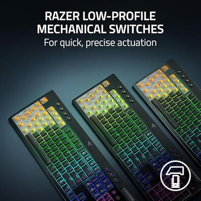 rayihni لوحة مفاتيح الألعاب اللاسلكية بلاك ويدو V4 منخفضة الارتفاع هايبر سبيد: مفاتيح ميكانيكية صفراء - 2.4 جيجاهرتز لاسلكية وبلوتوث - بكرة متعددة الوظائف - 11 زر تحكم - عمر بطارية طويل - Image 2