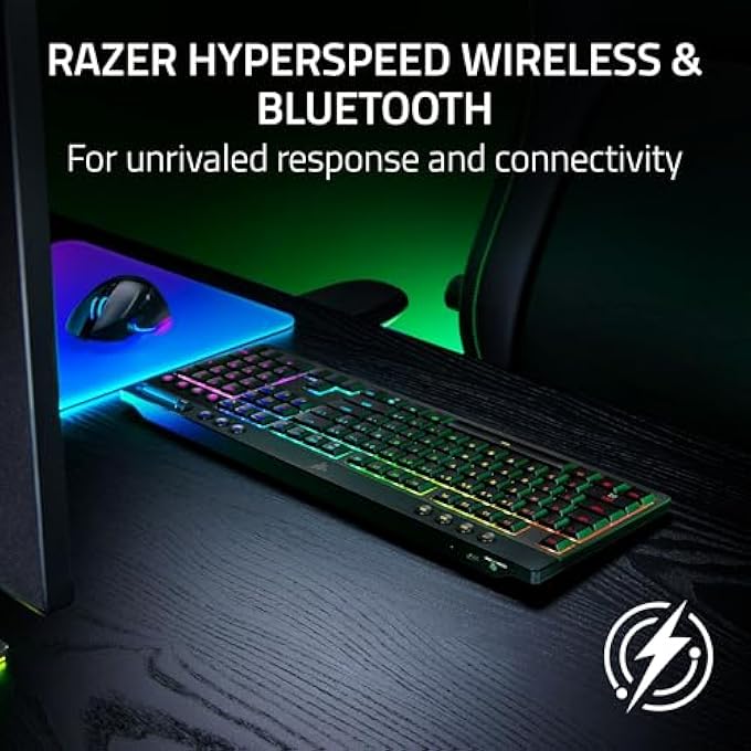 rayihni لوحة مفاتيح الألعاب اللاسلكية بلاك ويدو V4 منخفضة الارتفاع هايبر سبيد: مفاتيح ميكانيكية صفراء - 2.4 جيجاهرتز لاسلكية وبلوتوث - بكرة متعددة الوظائف - 11 زر تحكم - عمر بطارية طويل - Image 3