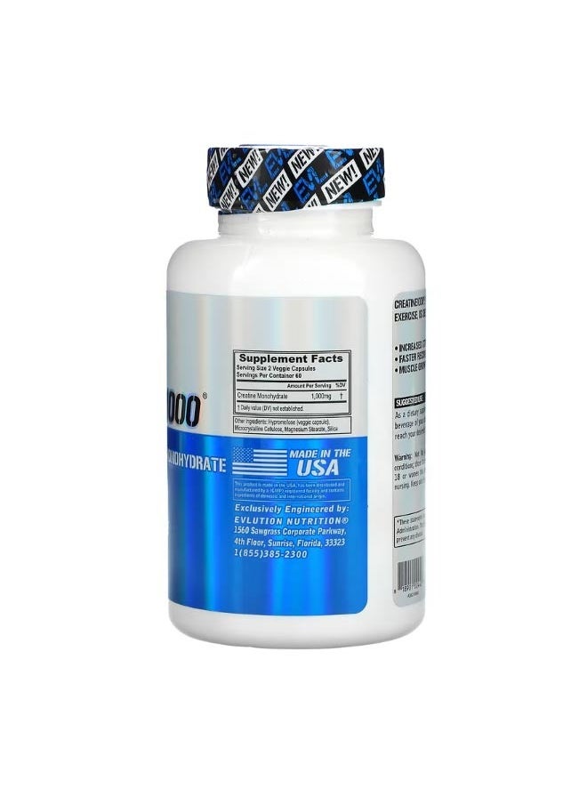 EVLUTION NUTRITION Creatine1000 120 Veggie Capsules  - Image 2