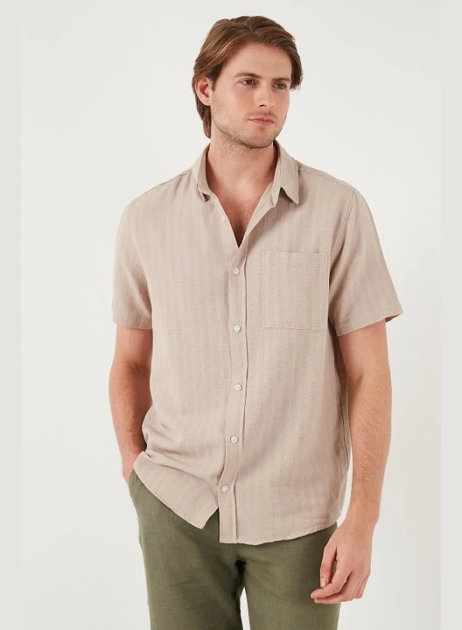 Buratti Buratti Cotton Regular Fit Single Pocket Short Sleeve Shirt Men's SHIRT CF25S128230