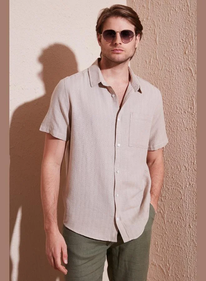 Buratti Buratti Cotton Regular Fit Single Pocket Short Sleeve Shirt Men's SHIRT CF25S128230