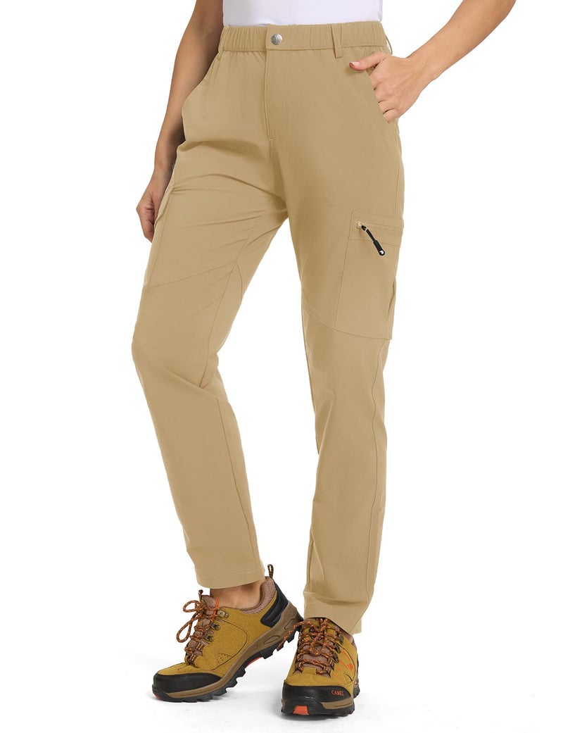 TBMPOY Womens Hiking Cargo Pants Lightweight Water Resistant Quick Dry Fishing Camping Travel Work Pant with 6 Pockets Khaki XL - Image 2