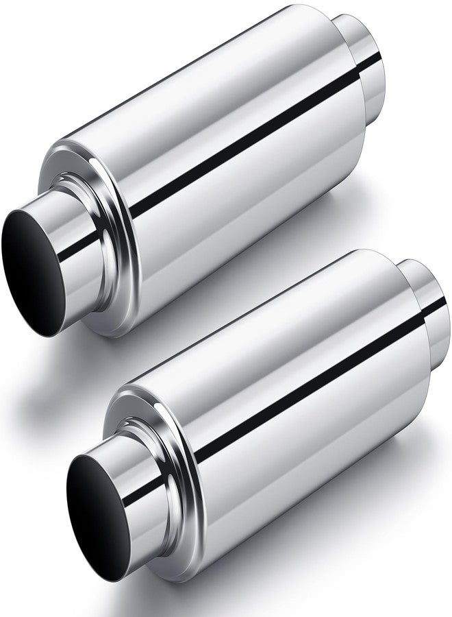 Relaxweex 2 Pcs 3" Inlet Exhaust Resonator, 3" Inlet 3" Outlet 13.8" Overall Length Muffler Resonator Stainless Steel - Image 1