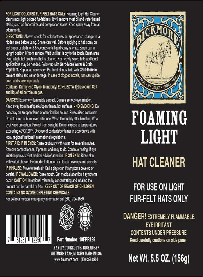 Bickmore Foaming Light Hat Cleaner | Remove Dirt, Dust, Fingerprints & Sweat Stains - Great for Fur - Felt Cowboy Hats, Baseball Hats, Fedoras, Sun Hats & More - Image 2