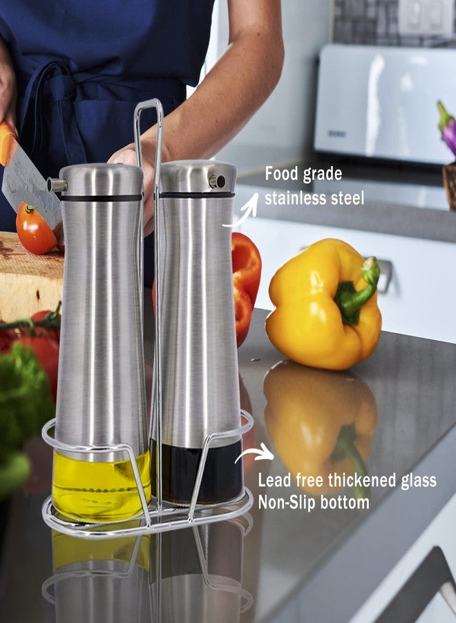 Aelga Oil And Vinegar Dispenser Set with Caddy - 2 Pack Oil Dispenser Bottle for Kitchen with No-Drip - Kitchen Decor and Accessories for Home Restaurants Weddings - Image 4
