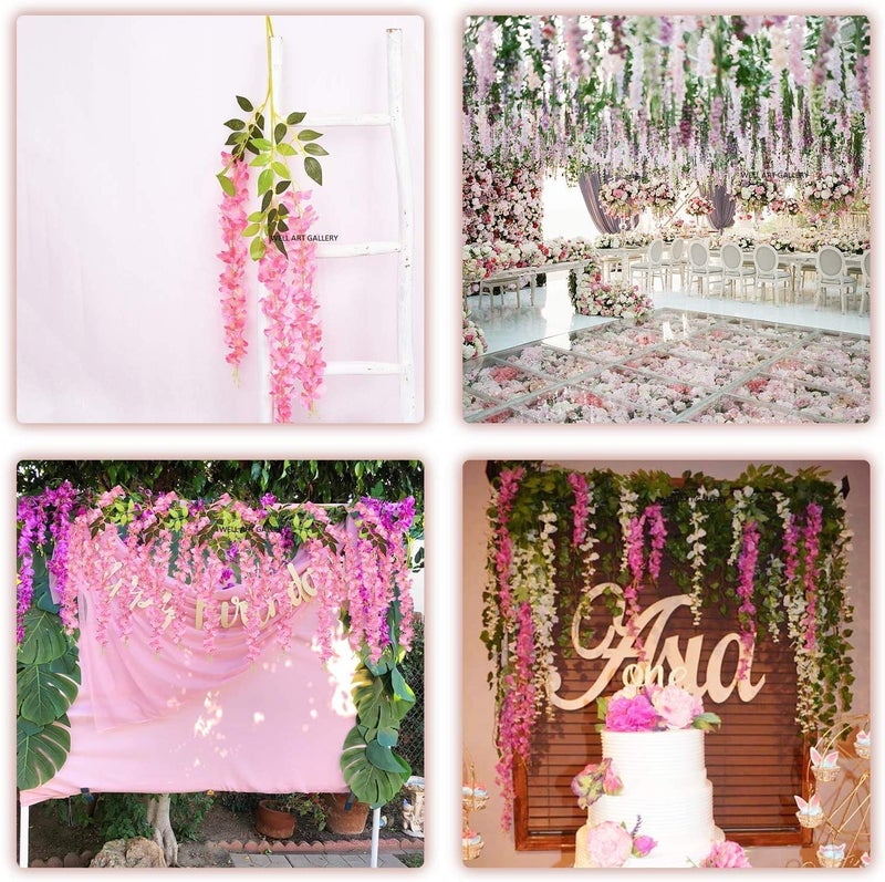 Well Art Gallery Well Art Gallery Artificial Flower for Decoration Wisteria Wall HangingPink 6 Pieces  - Image 2
