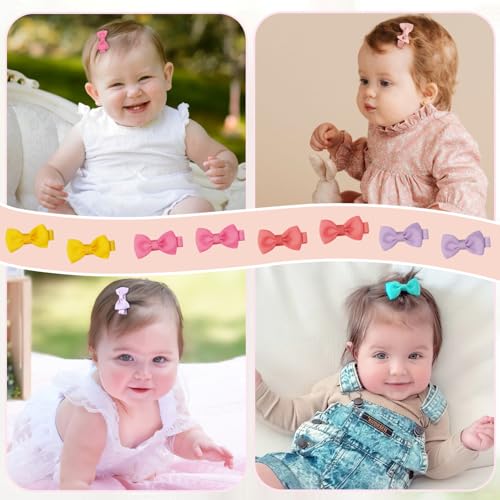 CÉLLOT Baby Hair Clips Baby Girls Fully Lined Bows Pins Tiny 1.6" Hair Bows Alligator Clips for Baby Girls Infants Toddlers Hair Accessories In Pairs - Image 3