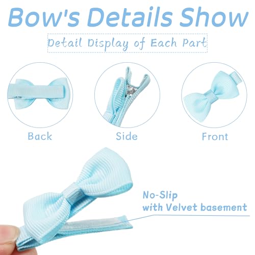 CÉLLOT Baby Hair Clips Baby Girls Fully Lined Bows Pins Tiny 1.6" Hair Bows Alligator Clips for Baby Girls Infants Toddlers Hair Accessories In Pairs - Image 2