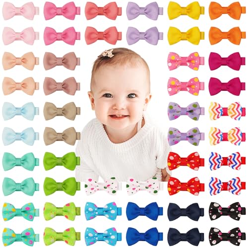 CÉLLOT Baby Hair Clips Baby Girls Fully Lined Bows Pins Tiny 1.6" Hair Bows Alligator Clips for Baby Girls Infants Toddlers Hair Accessories In Pairs - Image 1