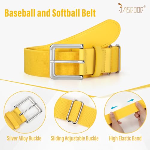 JASGOOD Baseball Socks and Belt for Youth Adult Softball Socks and Belt Combo Elastic Belt for Men, Yellow - Image 5