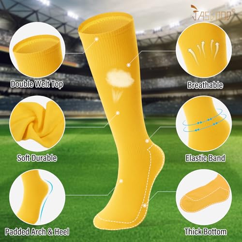 JASGOOD Baseball Socks and Belt for Youth Adult Softball Socks and Belt Combo Elastic Belt for Men, Yellow - Image 4
