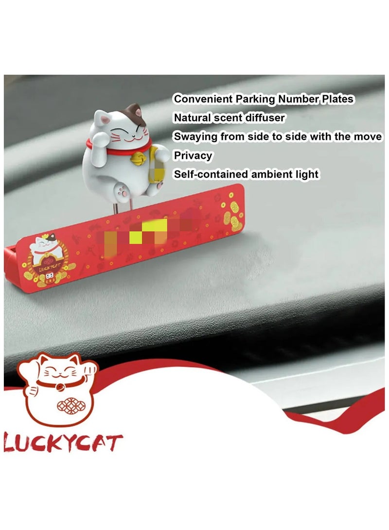 كتيكيوت لوحة أرقام التوقف المؤقتة، قطة الحظ المنزلقة، ديكورات لوحة قيادة السيارة اللطيفة، إكسسوارات الديكور الداخلي - Image 4