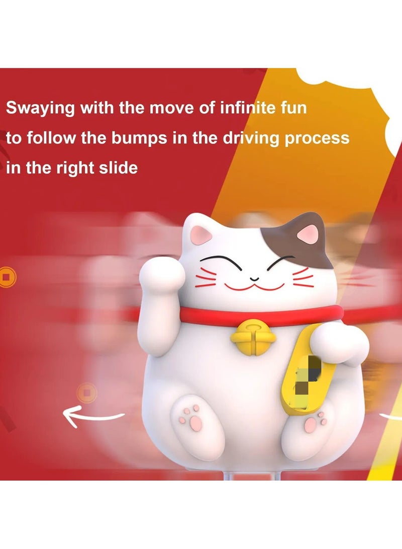 كتيكيوت لوحة أرقام التوقف المؤقتة، قطة الحظ المنزلقة، ديكورات لوحة قيادة السيارة اللطيفة، إكسسوارات الديكور الداخلي - Image 5