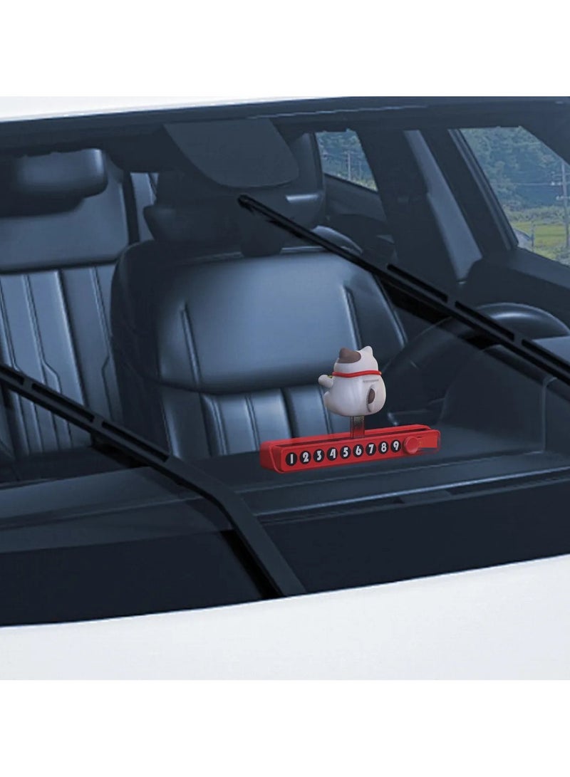 كتيكيوت لوحة أرقام التوقف المؤقتة، قطة الحظ المنزلقة، ديكورات لوحة قيادة السيارة اللطيفة، إكسسوارات الديكور الداخلي - Image 3