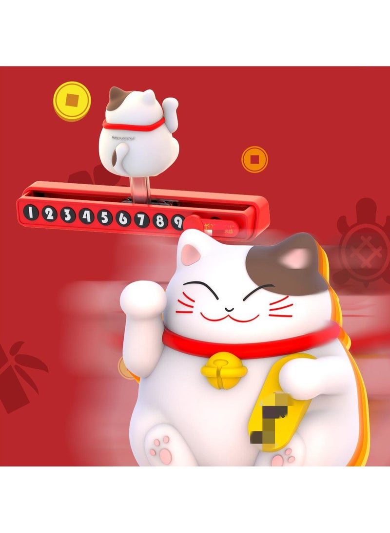 كتيكيوت لوحة أرقام التوقف المؤقتة، قطة الحظ المنزلقة، ديكورات لوحة قيادة السيارة اللطيفة، إكسسوارات الديكور الداخلي - Image 2