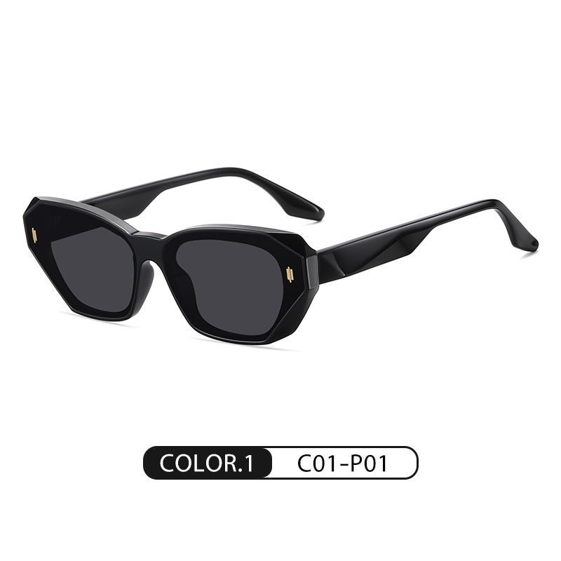 Generic Trendy Polarized Cat Eye Sunglasses BC9103 for Women Bright Black gray C01-P01 