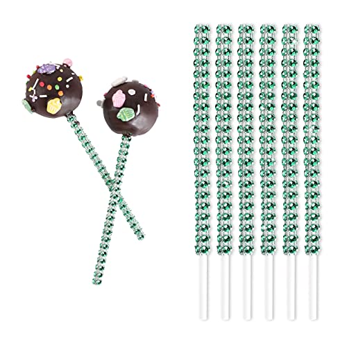 MGWOTH 25 PCS Bling Cake Pop Paper Sticks, Glitter Rhinestone Lollipop Treat Sucker Sticks, Diamond Wrap Candy Holder for Chocolate Fruit Marshmallow Dessert Wedding Showers Buffet Table Party Christmas - Image 1