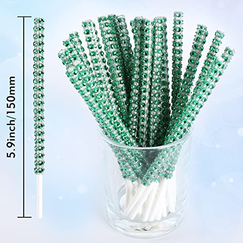 MGWOTH 25 PCS Bling Cake Pop Paper Sticks, Glitter Rhinestone Lollipop Treat Sucker Sticks, Diamond Wrap Candy Holder for Chocolate Fruit Marshmallow Dessert Wedding Showers Buffet Table Party Christmas - Image 3