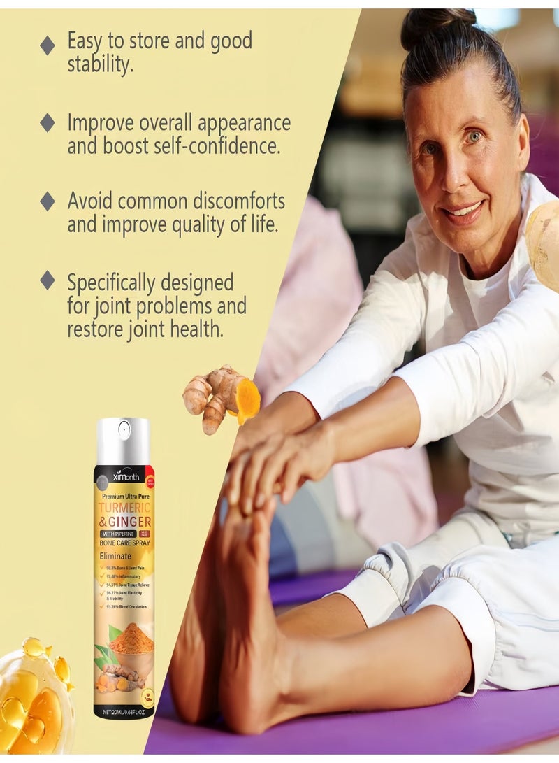 Ximonth 3-Pack Turmeric & Ginger Bone Care Spray 20ml, Natural Joint & Muscle Pain Relief Spray with Piperine, Relieves Inflammation & Improves Mobility - Image 3