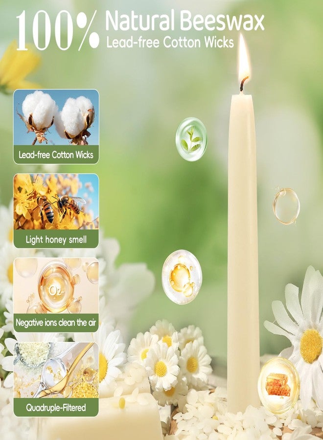 MAKALONE Beeswax Taper Candles 8in 9in 10in Set of 6,Pure White Beeswax Candle Sticks,|8+||9+||10+| Hours Long Burning Natural Bees Wax Candles for Home,Dripless Smokeless Tapered Candlesticks for Dinner - Image 3