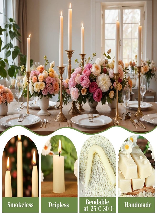MAKALONE Beeswax Taper Candles 8in 9in 10in Set of 6,Pure White Beeswax Candle Sticks,|8+||9+||10+| Hours Long Burning Natural Bees Wax Candles for Home,Dripless Smokeless Tapered Candlesticks for Dinner - Image 5