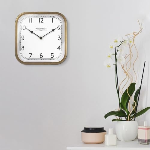 Presentime & Co 10" Anton Vintage Square Clock, Silent No Ticking, Wall & Mantel 2 in 1 Clock, Desk and Shelf Clock, Tabletop Décor, Antique Hamilton Gold - Image 5