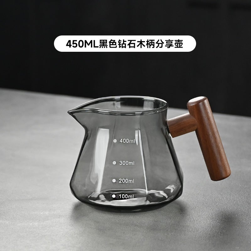 Obsidian Diamond Pour Over Coffee Set 450ml black diamond wooden handle sharing pot 