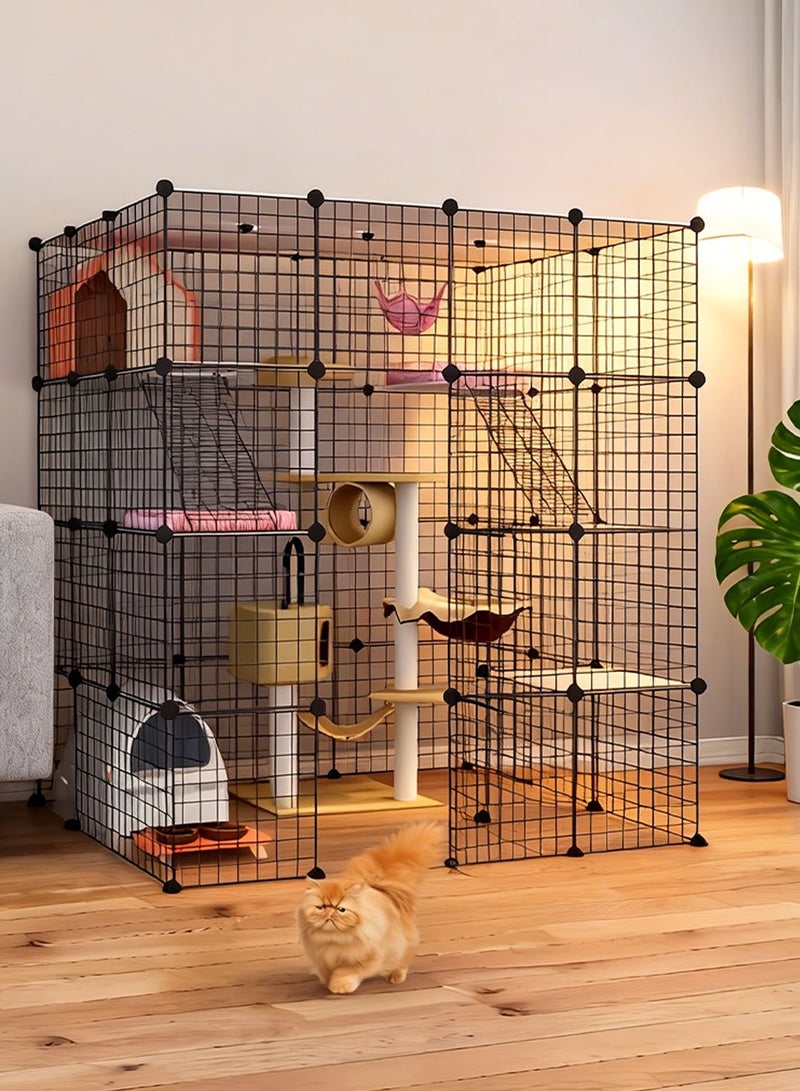 كيدل قفص قطة كبيرة قابلة للفصل داخلية DIY صندوق الحيوانات الأليفة Playpen 4-Tier سلك معدني كينلز غلاف بيت الحيوانات سياج لمساحة ممارسة 1-5 القطط - Image 5