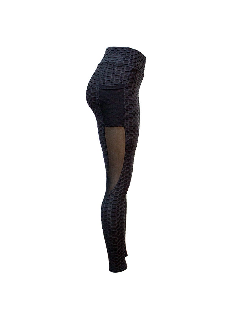Generic - Womens Yoga Pants High Waist Mesh Splice Fitness Shorts Summer Autumn Winter Running Sports Dance Cycling Fitness Equipment Black - Image 1