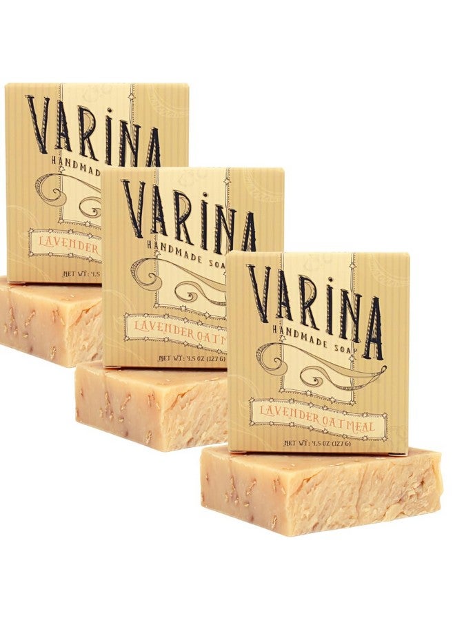 Varina Organic Lavender Oatmeal Bar Soap Gentle Cleansing For Sensitive Skin Herbal And Mint 3 Pack Experience Healthy And Glowing Skin - Image 1