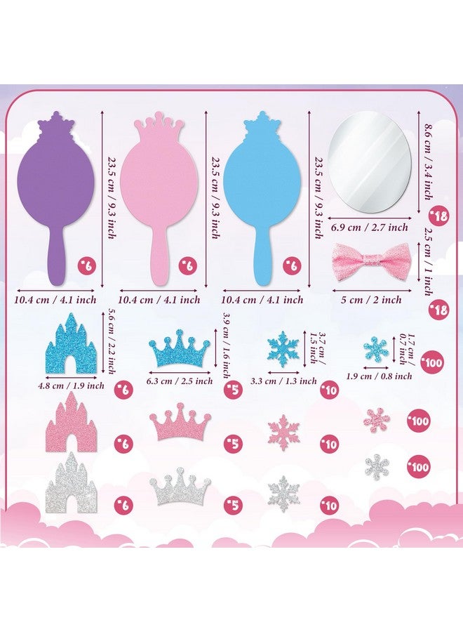 BeYumi Princess Foam Mirror Craft - 18 Pack DIY Decorate Your Own Princess Mirror Craft Kits for Kids Unbreakable Kids Mirrors for Girls Party Decoration Birthday Supplies Gift - Image 2