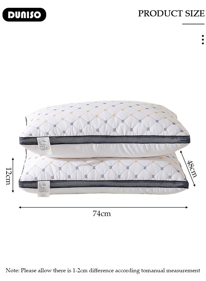 DUNISO Simple and Fashion Starry Sky Quilted Bed Pillows Comfortable Super Soft Fluffy Filled Pillows with Double-sides for Sleeping for Sofa,Bed,Hotel (2 Pack)  - Image 2