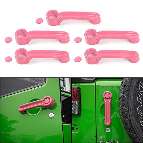 JeCar Door Handle Cover Kits for Jeep Wrangler JK 2007-2018/2008-2012 Jeep Liberty / 2007-2011 Dodge Nitro, Pink - Image 1