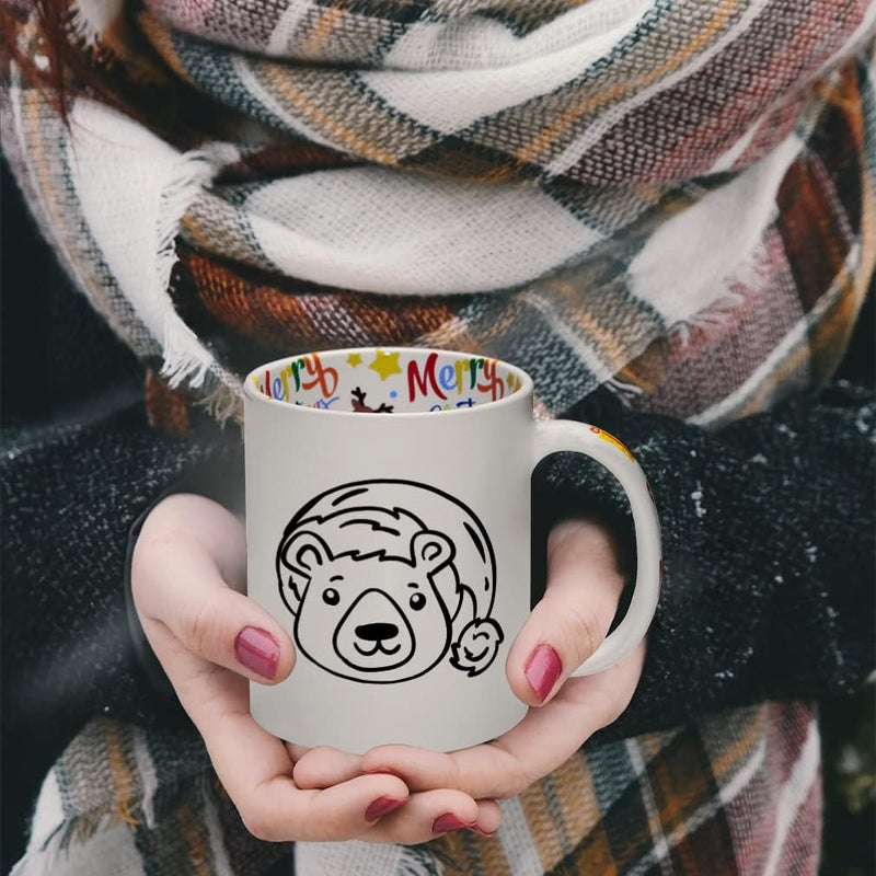 Style In Print Ceramic Christmas Coffee Mug 11 Ounces Cute Cartoon Polar Bear with Santa Cap Style A Funny Tea Cup Christmas Santa Cap Design Only Design Only - Image 3